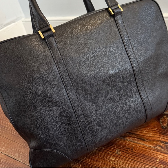 BROOKS BROTHERS  Vintage Brown Full Grain Thick Leather Briefcase Bag Gold Lock - Picture 5 of 16